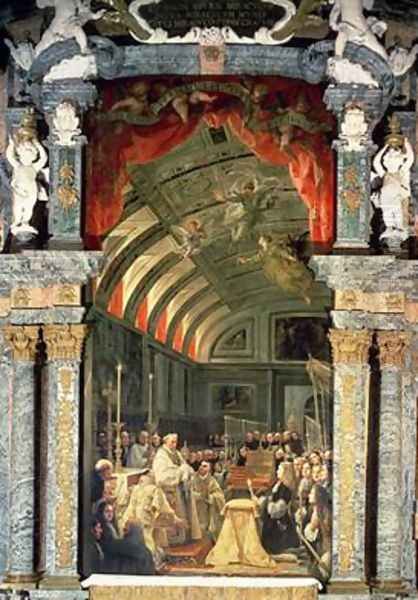 Holy Communion of Charles II (1661-1700) and his Court, 1690 Oil Painting by Claudio Coello