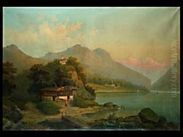 Konigssee Mit Kapelle Oil Painting by Eduard, Hein Jr.