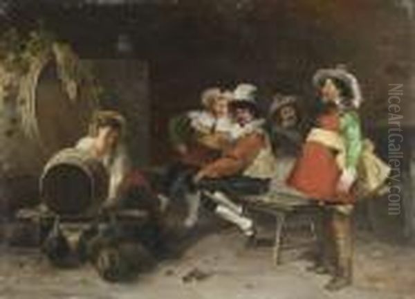 Frohliche Weinprobe. Oil Painting by Johann Adalbert Heine