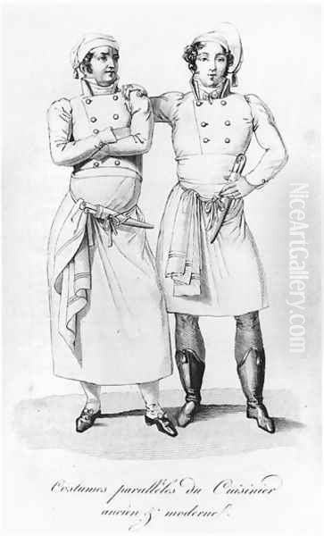 Costumes of cooks from different eras, from 'Le Maitre d'Hotel francais', 1822 Oil Painting by Marie Antoine Careme