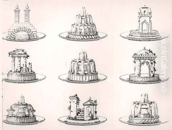 Designs for food decoration from 'Le Cuisinier parisien', pate 21, 1842 Oil Painting by Marie Antoine Careme