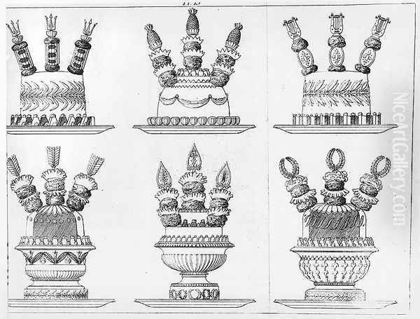 Designs for food decoration from 'Le Cuisinier parisien', 1842 Oil Painting by Marie Antoine Careme