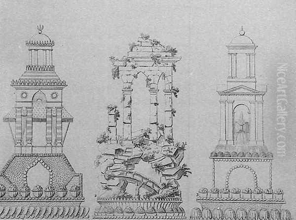 Designs for pastry decoration from 'Le Patissier Royal parisien' 1854 Oil Painting by Marie Antoine Careme