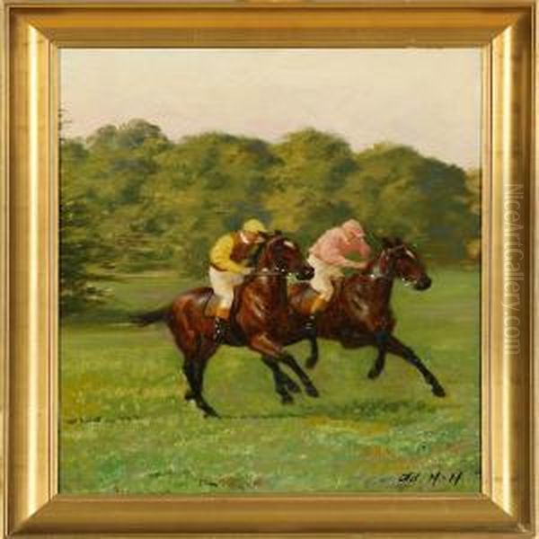 Two Riders Oil Painting by Heinrich Hansen