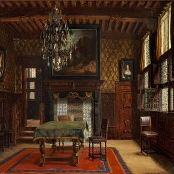 Interior From A Castle Oil Painting by Heinrich Hansen