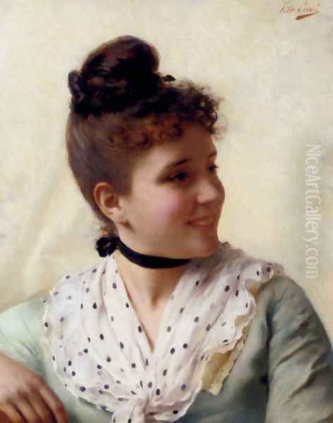 A Young Beauty Oil Painting by Tito Conti