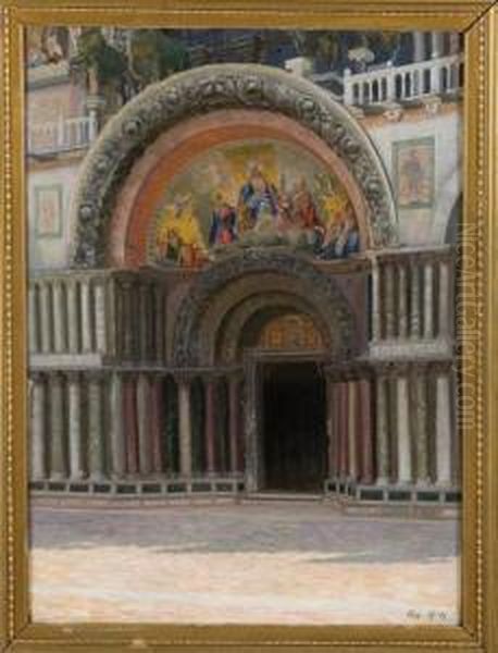 Entrance To Piazza San Marco, Venice Oil Painting by Heinrich Hansen