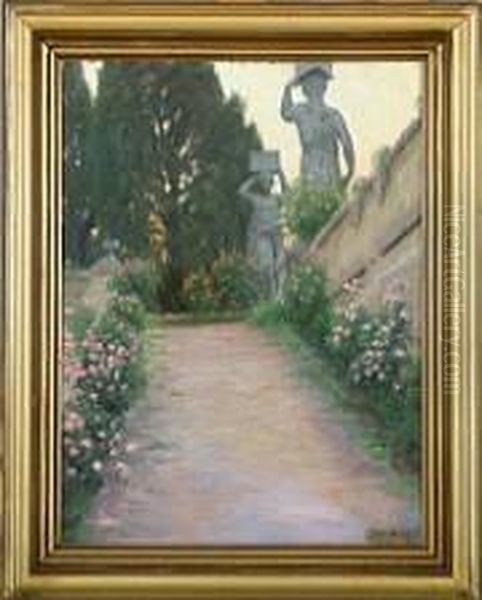 A Scene From Rome With Flowers Oil Painting by Heinrich Hansen