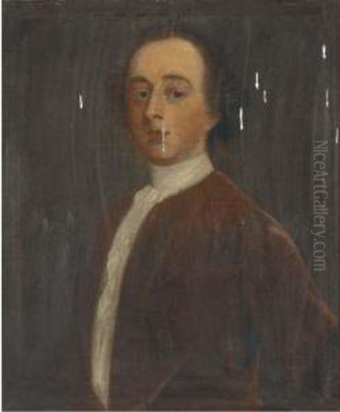 Portrait Of A Gentleman, 
Traditionally Identified As Lord Weymouth,bust-length, In A Brown Coat 
And White Stock Oil Painting by John Theodore Sen Heins