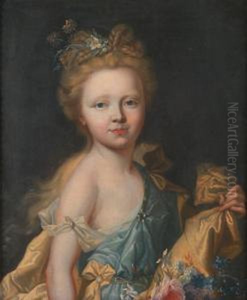 Portrait De Petite Fille A La Couronne De Fleurs Oil Painting by Johann Ernst, Julius Heinsius