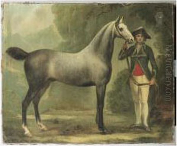 Cheval Tenu Par Un Valet Dans Un Paysage Oil Painting by Johann Ernst, Julius Heinsius