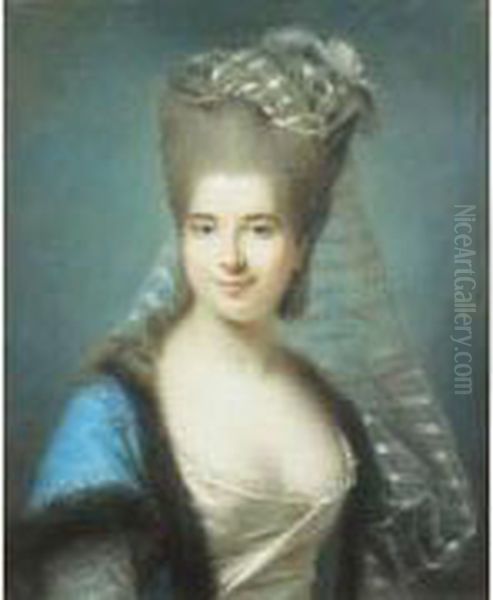 Portrait De Madame Antoine Seguier, Nee Vastal. Oil Painting by Johann Ernst, Julius Heinsius