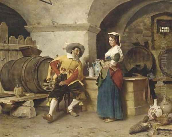 In the Wine Cellar Oil Painting by Tito Conti