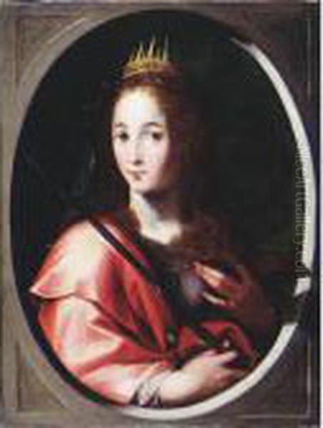 Saint Catherine Of Alexandria Oil Painting by Joseph Heinz I