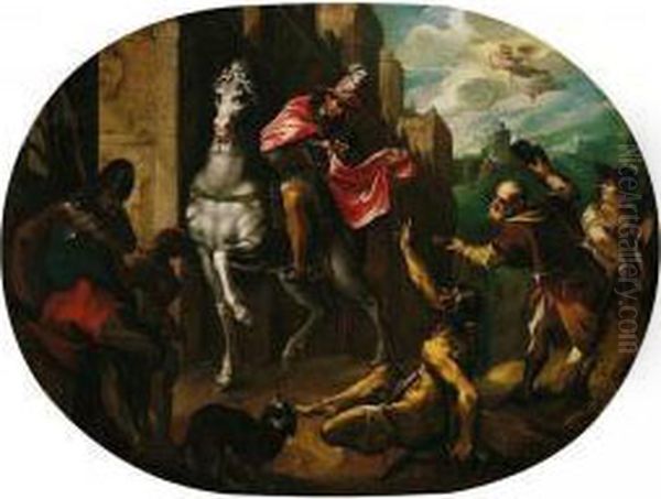 Saint Martin Dividing His Cloak Oil Painting by Joseph Heinz I