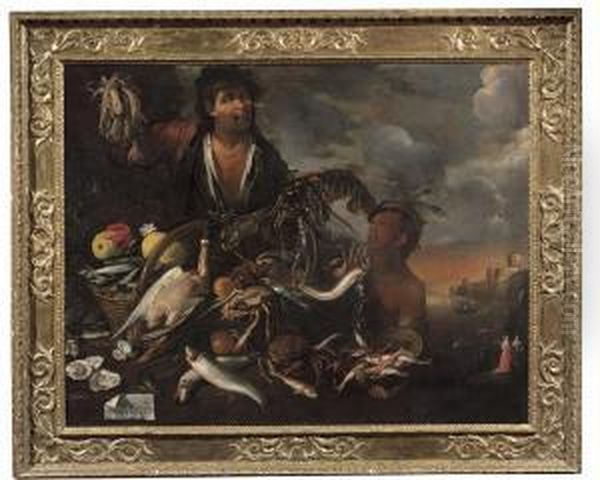 Il Venditore Di Pesci (pescivendolo) O 1655 Oil Painting by Joseph, The Younger Heintz