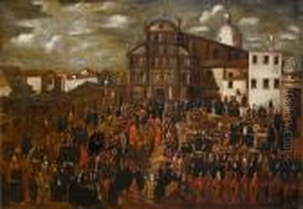 The Doge In Procession To San Zaccaria, Venice Oil Painting by Joseph Heinz