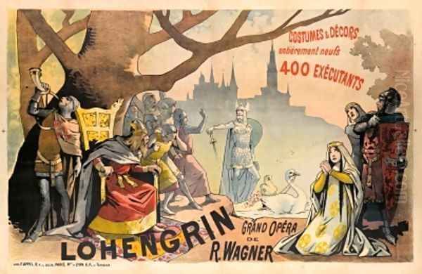 Poster advertising Wagners Lohengrin Oil Painting by Alfred Choubrac