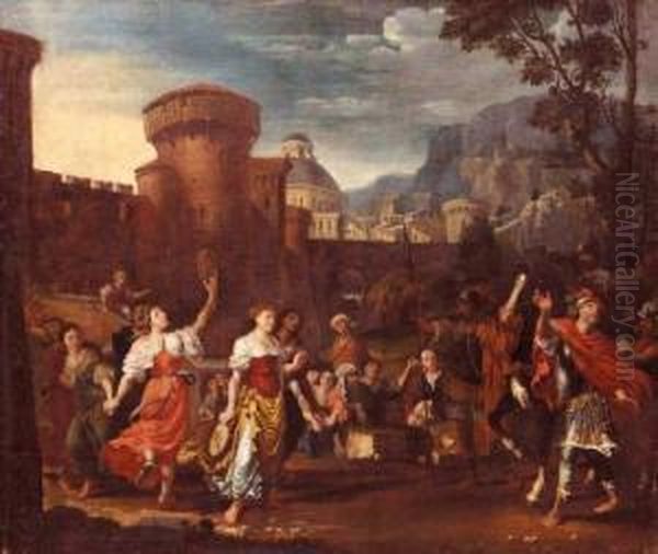 Jephthah And His Daughter Oil Painting by Johann Heiss