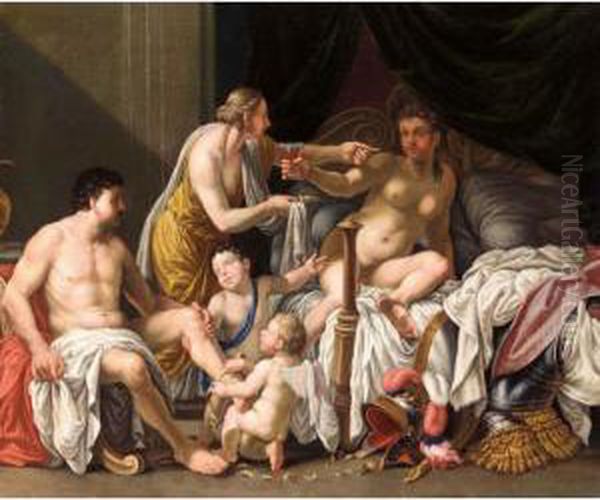 Mars And Venus Oil Painting by Johann Heiss