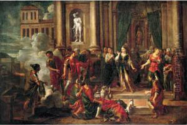 Dido And Aeneas In The Temple Oil Painting by Johann Heiss