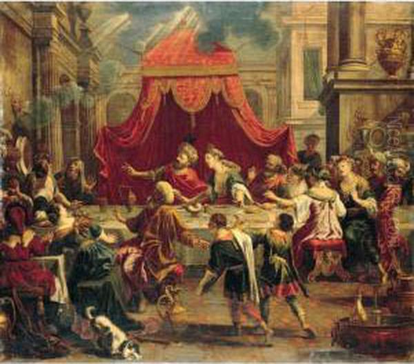 Belshazzar's Feast Oil Painting by Johann Heiss