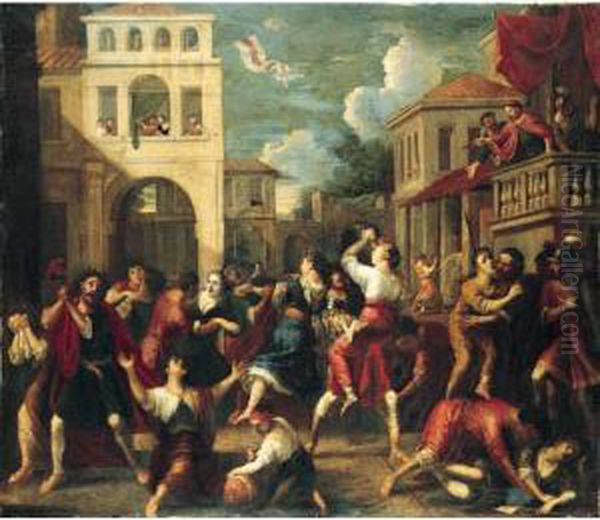 The Rape Of The Sabines Oil Painting by Johann Heiss