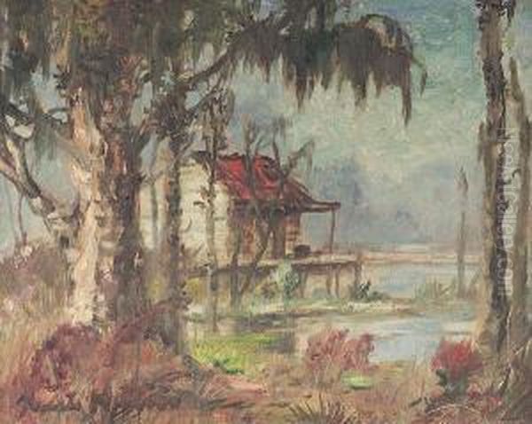 Cabin In The Bayou Oil Painting by Knute Heldner