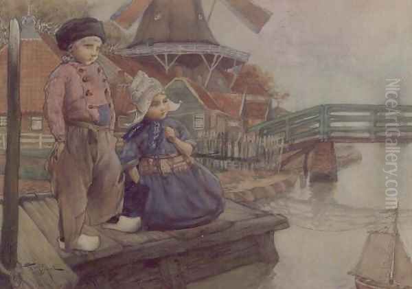 Dutch Children Oil Painting by Frantz Charlet