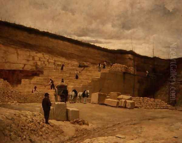 Monsieur Pascal's Quarry near Nanterre Oil Painting by Jean-Charles Cazin