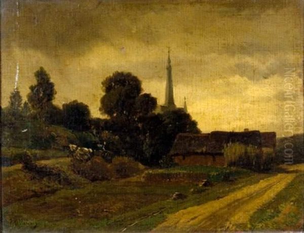 Vue De Village Oil Painting by Pierre Jean Hellemans