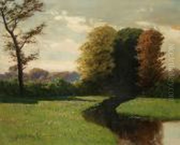 Wiesen-baumlandschaft Oil Painting by Rudolf Hellgrewe