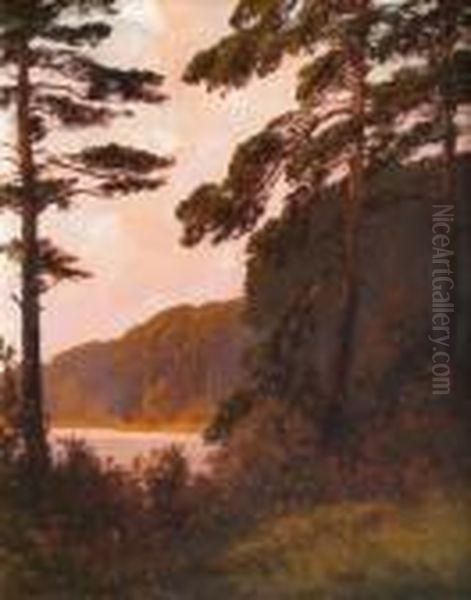 Markische Seelandschaft Im Abendrot Oil Painting by Rudolf Hellgrewe