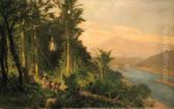 A Rubber Plantation In German New Guinea Oil Painting by Rudolf Hellgrewe