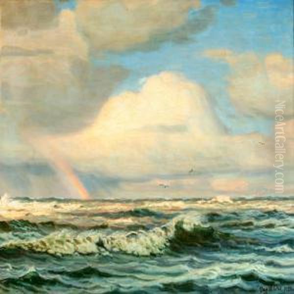 Rainbow Over Theocean Oil Painting by Viggo Helsted