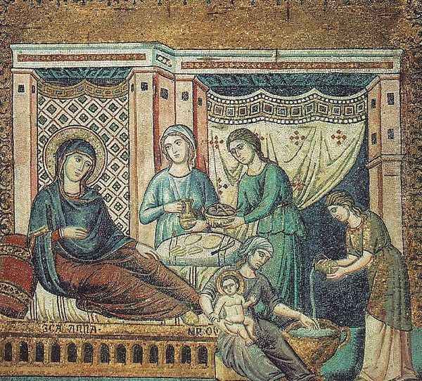 Nativity of the Virgin Oil Painting by Pietro Cavallini