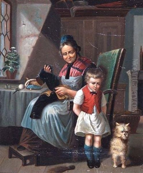 Interior With Mother Oil Painting by William Hemsley