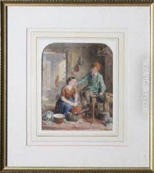 A Scene In A Victorian Scullery Oil Painting by William Hemsley