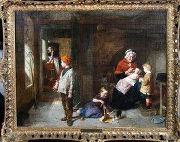 In Granny's Kitchen Oil Painting by William Hemsley