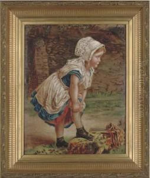 The Loose Stocking Oil Painting by William Hemsley