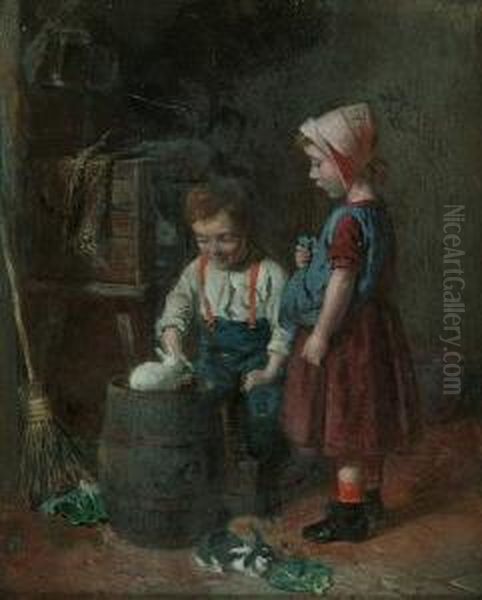 Feeding Time Oil Painting by William Hemsley