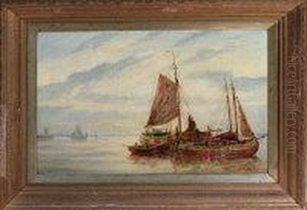 Sailing Barges Oil Painting by Bernard Benedict Hemy