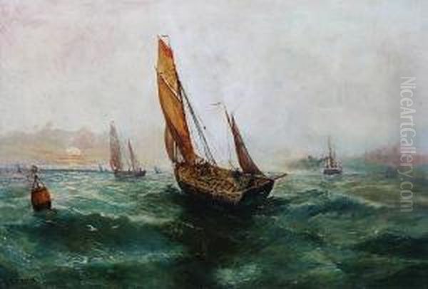 Frigate Oil Painting by Bernard Benedict Hemy