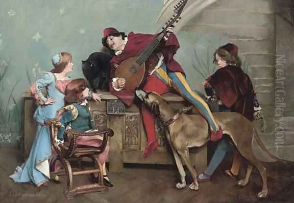 The minstrel's song Oil Painting by Louis Robert Carrier-Belleuse