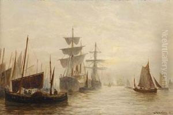 Shipping, North Shields Oil Painting by Bernard Benedict Hemy