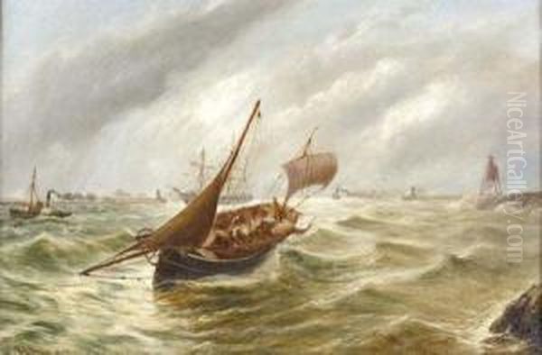 Shipping At The Mouth Of The River Tyne by Bernard Benedict Hemy