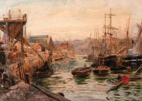 Loading Coal At Staithes, Sunderland Oil Painting by Thomas Marie Madawaska Hemy