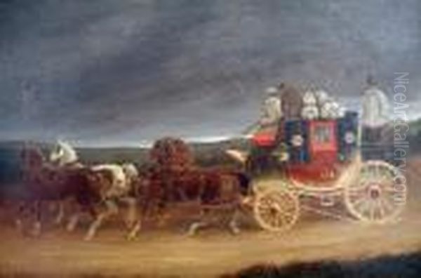 The Devonport To London Mail Coach Oil Painting by Charles Cooper Henderson