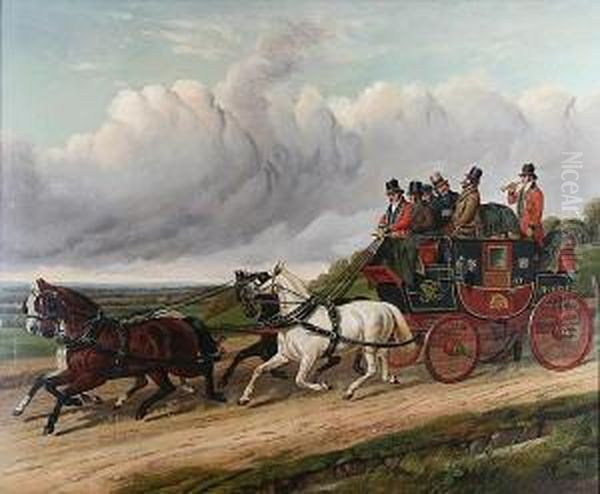 The Doncaster To Halifax Royal Mailcoach Oil Painting by Charles Cooper Henderson