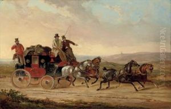 The Derby To London Mail Coach Oil Painting by Charles Cooper Henderson